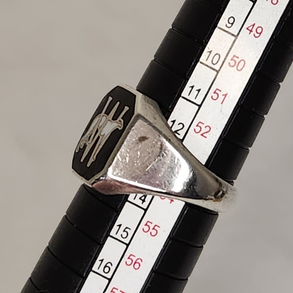 Silver Onyx Dog W Signet Ring - Picture 4 of 8